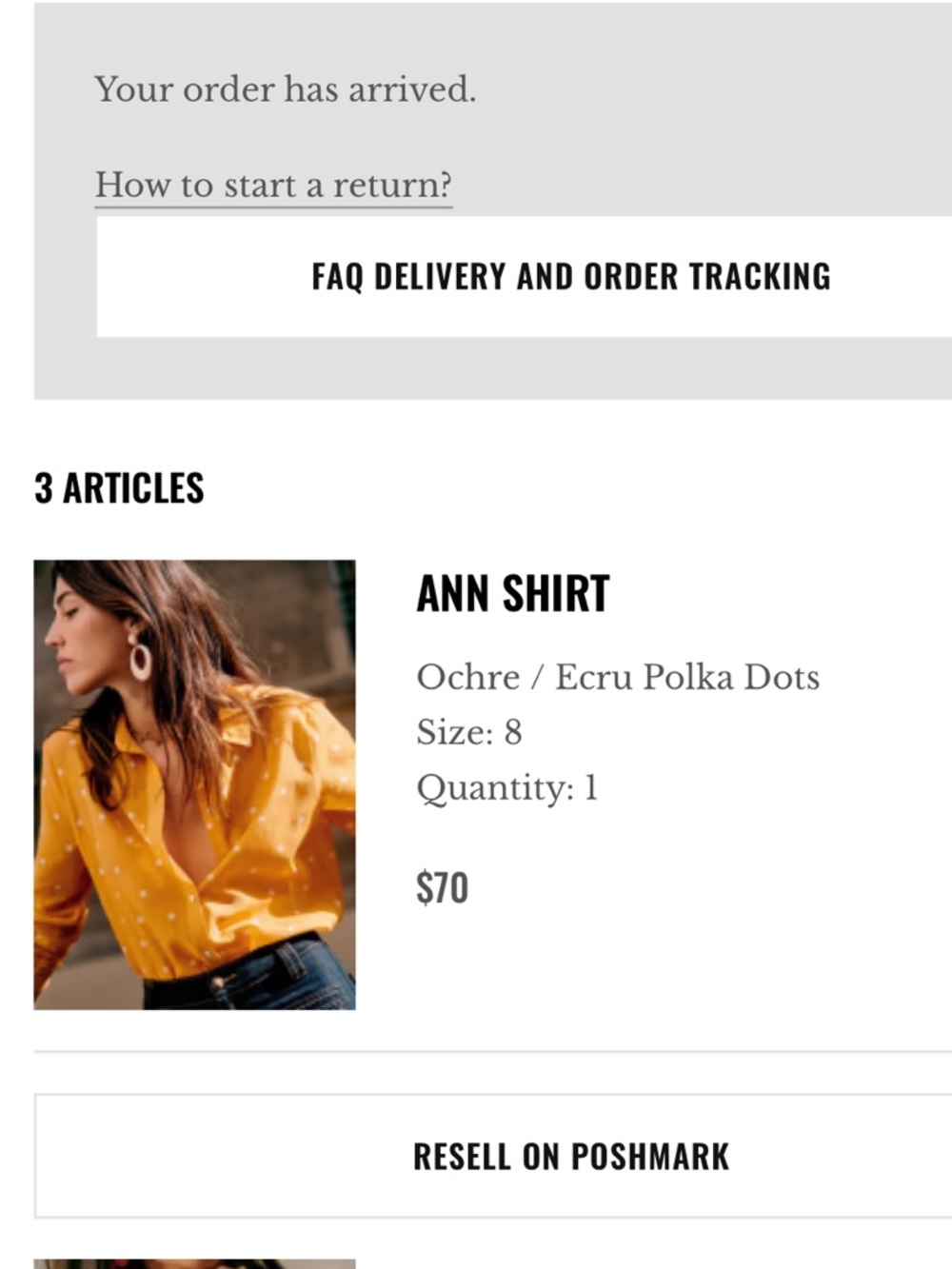 Sezane Ochre Polka Dot Ann Shirt